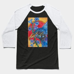 Blue peacock bird and flowers Baseball T-Shirt